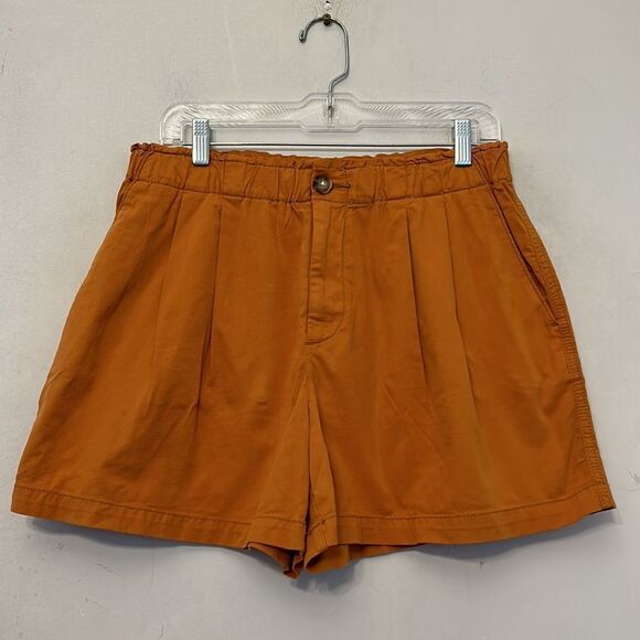 Loft brown/yellow elastic waistband shorts Size M New - Picture 2 of 8